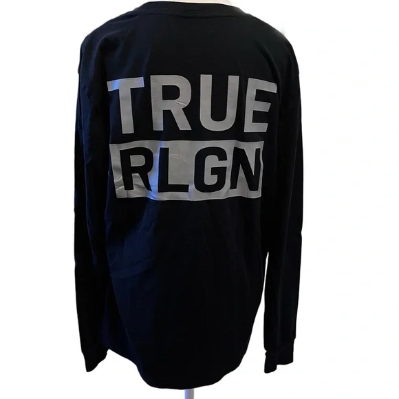 🦞5/$20🦞Sz Sm|XS True Religion Branded Long Sleeve Black Women's , Unisex Shirt - Picture 1 of 3